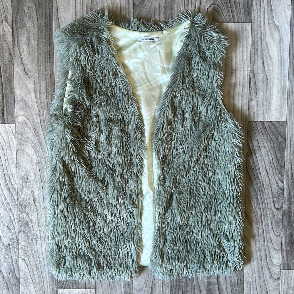 Fashion Nova Green Fur Vest